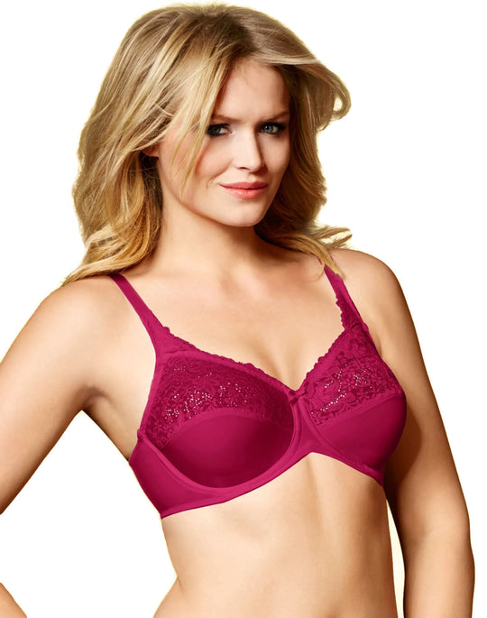 Lilyette Women`s Tailored Minimizer Bra with Lace Trim