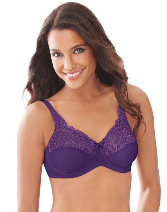 Lilyette Women`s Tailored Minimizer Bra with Lace Trim