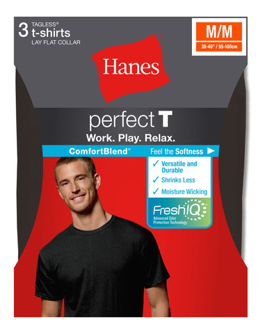 Hanes Men`s Perfect T 3-Pack ComfortBlend Dyed Crewneck Undershirt