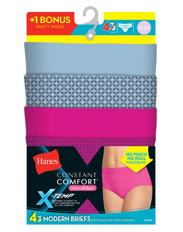 Hanes Womens X-Temp Constant Comfort 4-Pack Microfiber Modern Briefs
