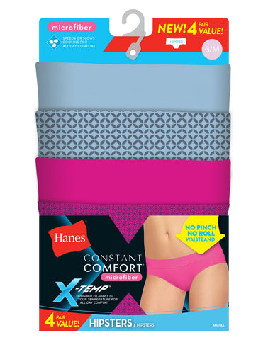 Hanes Womens X-Temp Constant Comfort 4-Pack Microfiber Modern Hipsters