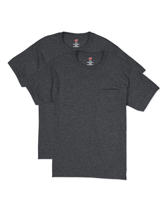 Hanes Mens Short Sleeve Pocket Tee Value 2-Pack