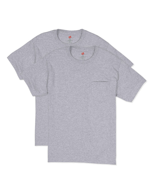 Hanes Mens Short Sleeve Pocket Tee Value 2-Pack