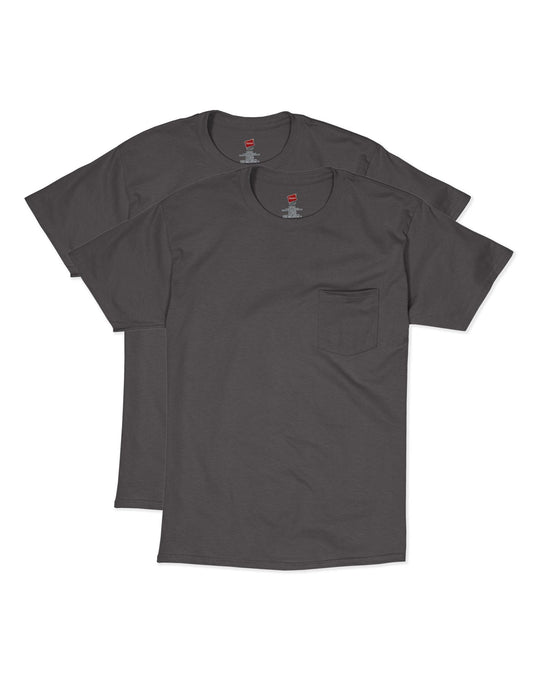 Hanes Mens Short Sleeve Pocket Tee Value 2-Pack