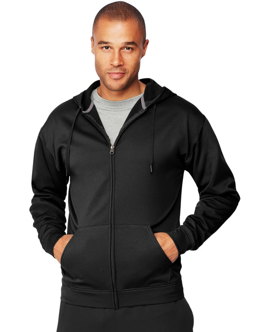 Hanes Mens Sport Performance Fleece Zip Up Hoodie