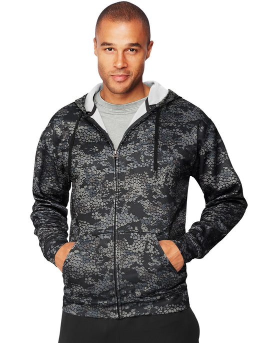 Hanes Mens Sport Performance Fleece Zip Up Hoodie