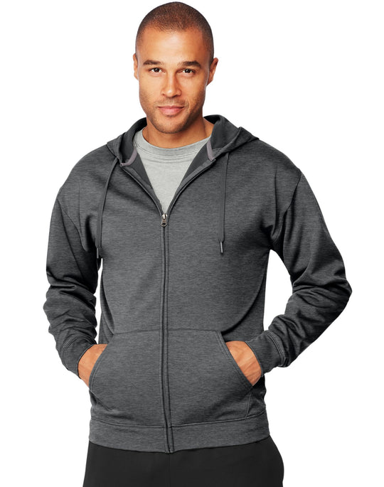 Hanes Mens Sport Performance Fleece Zip Up Hoodie