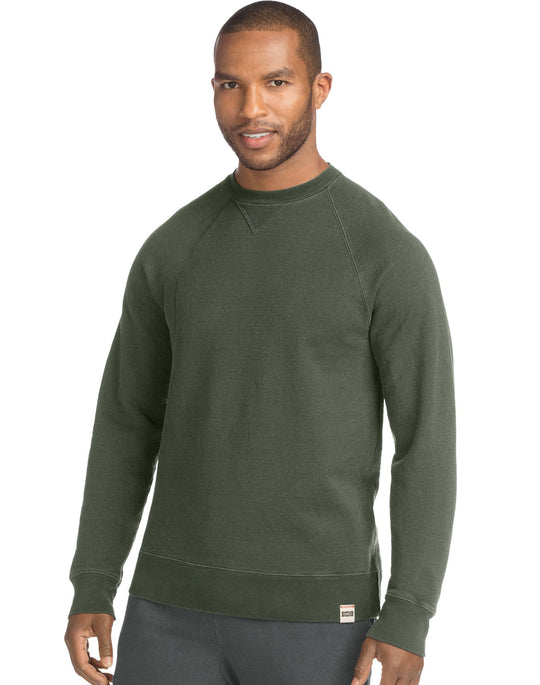 Hanes Mens 1901 Heritage Fleece V-notch Crewneck Sweatshirt