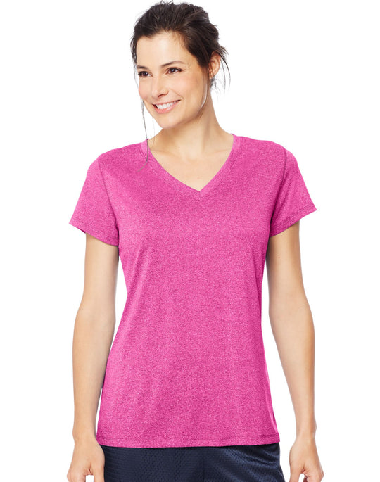 Hanes Womens Sport Heathered Performance V-Neck Tee