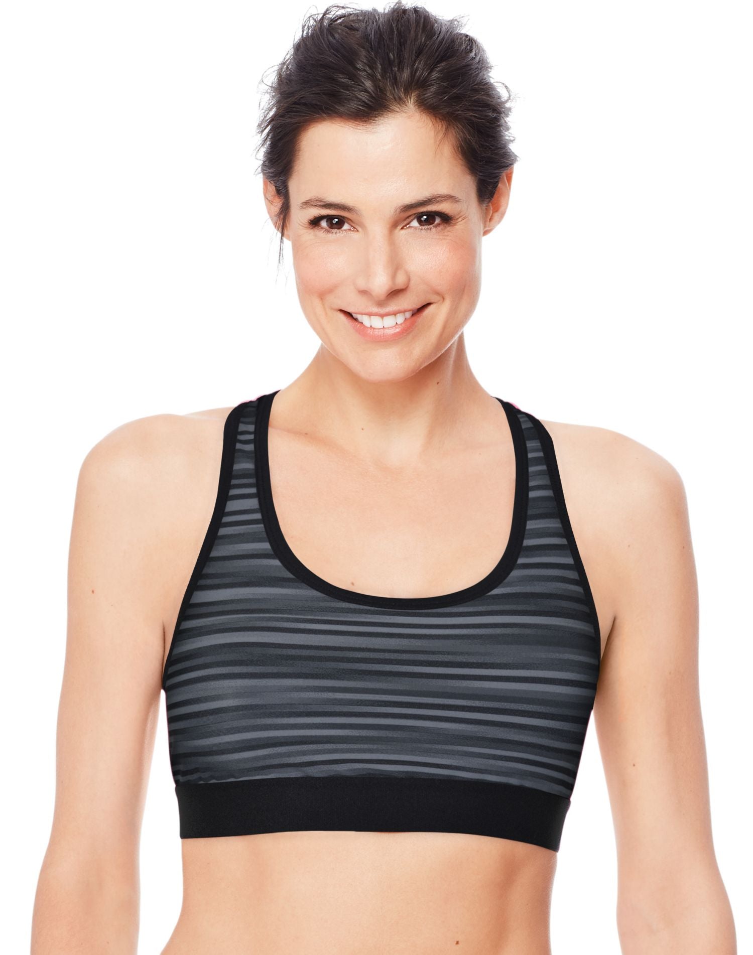 HANES WOMENS SPORTS BRA SIZE MEDIUM ELASTIC CIRCUMFERENCE BLACK