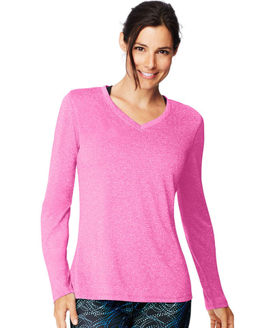 Hanes Womens Sport Cool DRI Performance Long-Sleeve V-Neck T-Shirt