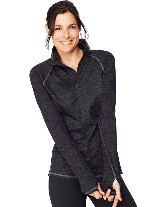 Hanes Womens Sport Performance Fleece Quarter Zip Sweatshirt
