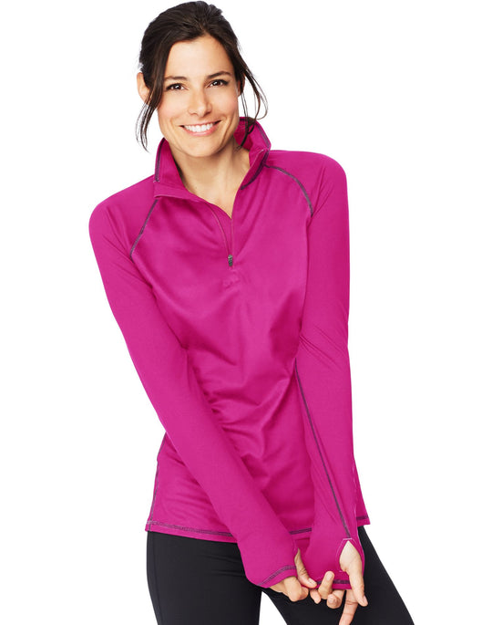 Hanes Womens Sport Performance Fleece Quarter Zip Sweatshirt