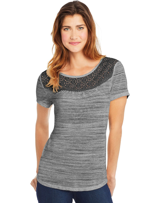 Hanes Womens Peasant Lace Yoke Top
