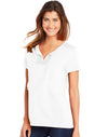 Hanes Womens Tie Front Henley with Crochet Trim