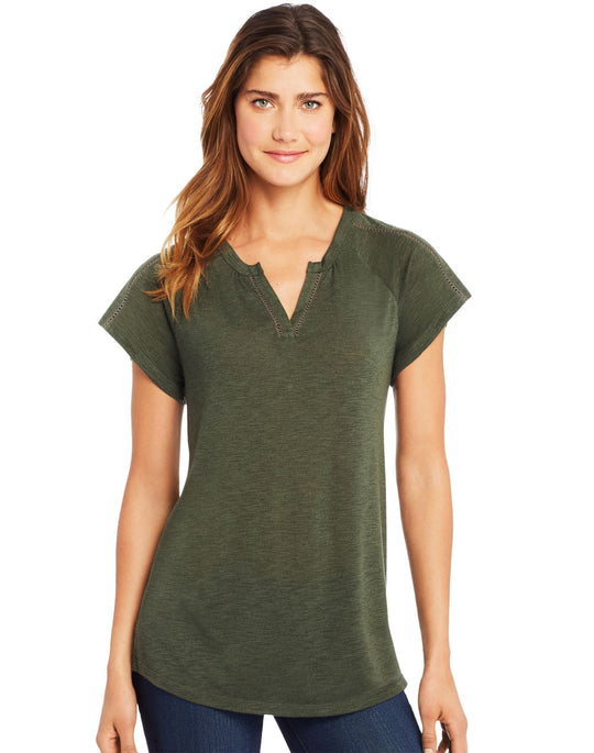 Hanes Womens Peasant Henley Top