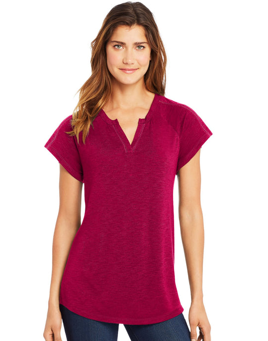 Hanes Womens Peasant Henley Top