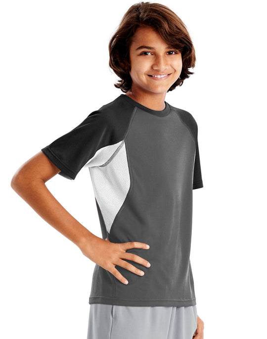 Hanes Boys Sport Performance Tech Mesh Pieced Tee