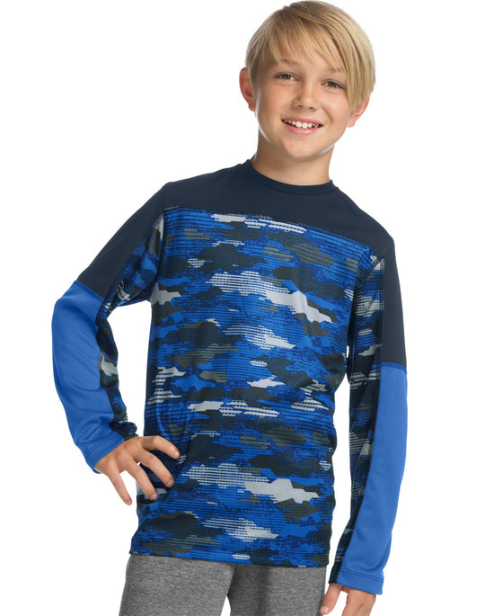 Hanes Boys Sport Long Sleeve Pieced Tech Tee