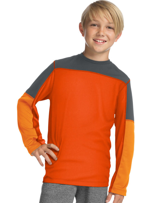 Hanes Boys Sport Long Sleeve Pieced Tech Tee