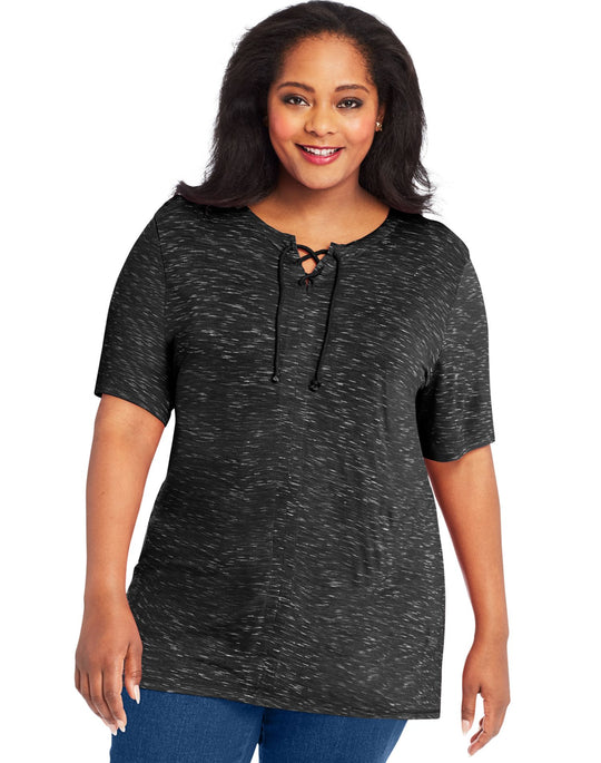 Just My Size Womens Lace Up Tunic