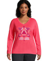 Just My Size Womens Long Sleeve Cool Dri V-Neck Graphic Tee