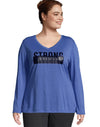 Just My Size Womens Long Sleeve Cool Dri V-Neck Graphic Tee