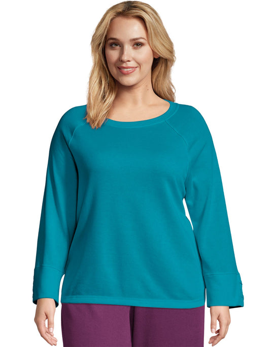 Just My Size Womens French Terry Lace Up Crew Sweatshirt