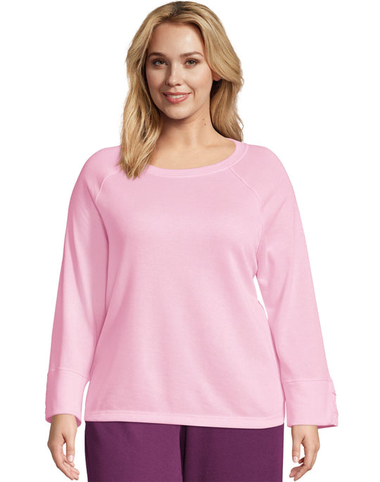 Just My Size Womens French Terry Lace Up Crew Sweatshirt