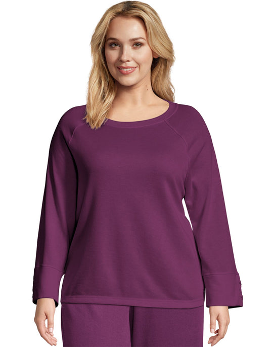 Just My Size Womens French Terry Lace Up Crew Sweatshirt