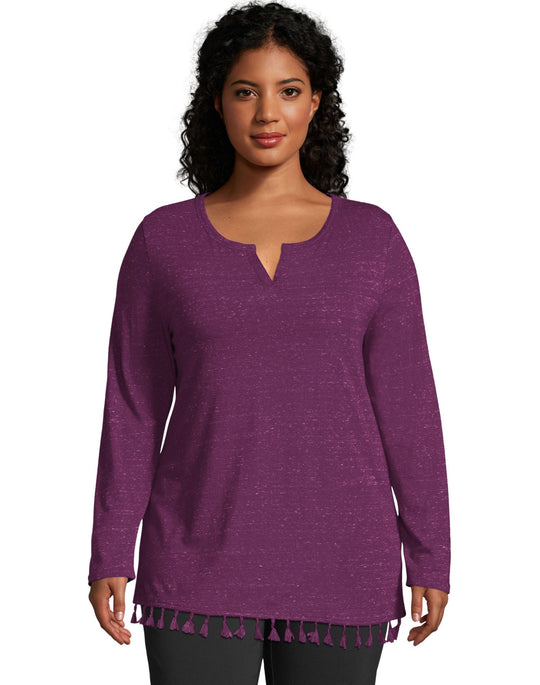 Just My Size Womens Tassel Trim Top