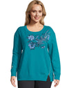 Just My Size Womens French Terry Side Zip Graphic Crew Sweatshirt