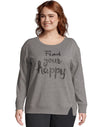 Just My Size Womens French Terry Side Zip Graphic Crew Sweatshirt