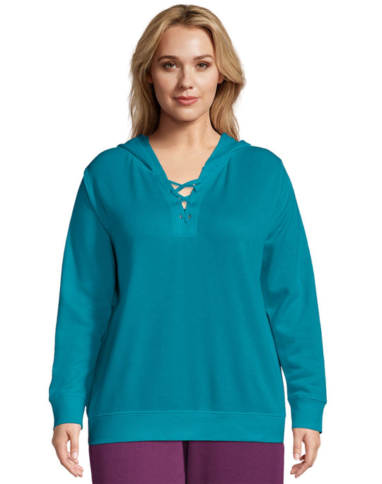 Just My Size Womens French Terry Lace Up Hoodie
