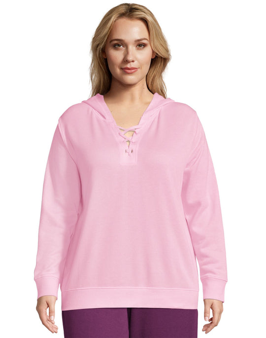 Just My Size Womens French Terry Lace Up Hoodie