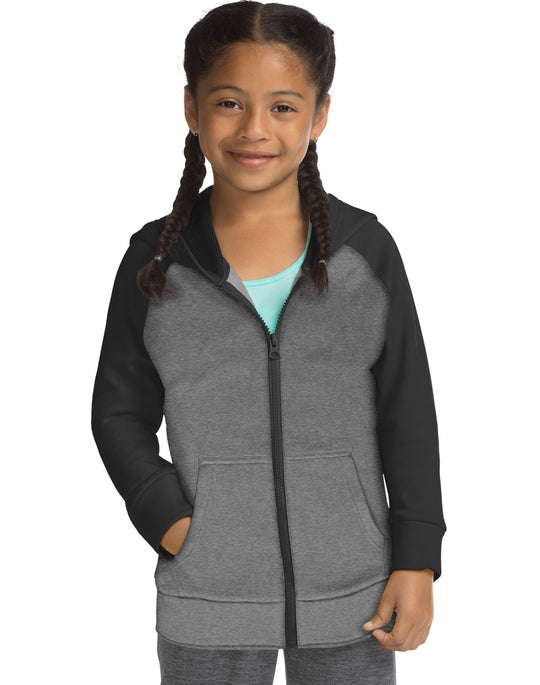 Hanes Girls Sport Tech Fleece Full Zip Hoodie