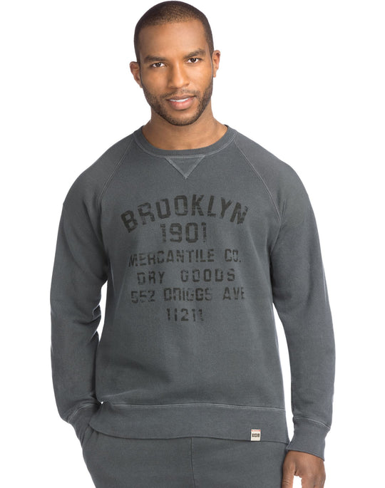 Hanes Mens 1901 Heritage Graphic Fleece V-notch Crewneck Sweatshirt