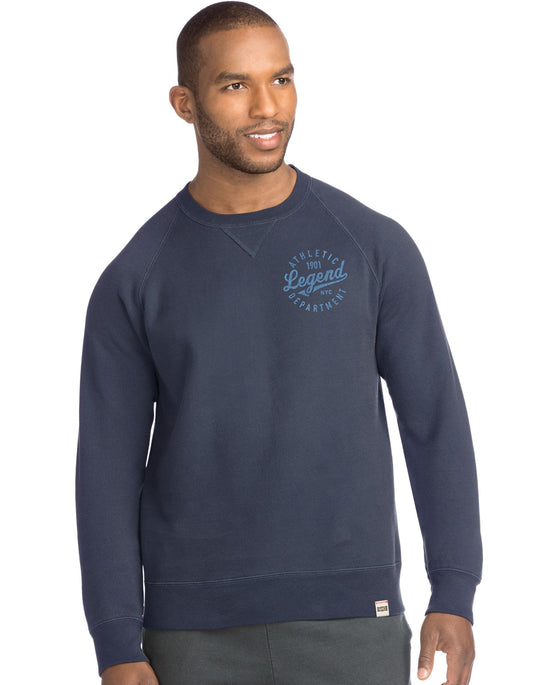 Hanes Mens 1901 Heritage Graphic Fleece V-notch Crewneck Sweatshirt