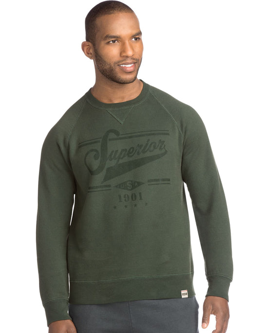 Hanes Mens 1901 Heritage Graphic Fleece V-notch Crewneck Sweatshirt