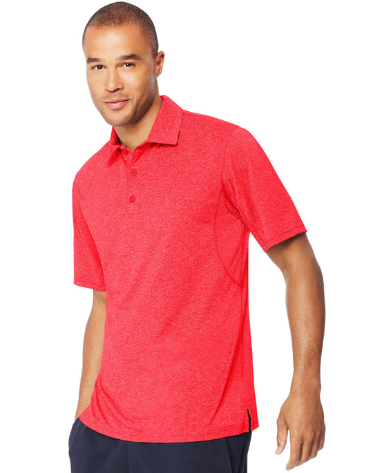 Hanes Mens Sport Heathered Performance Polo