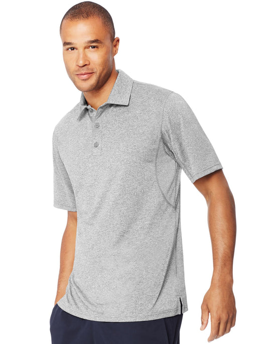 Hanes Mens Sport Heathered Performance Polo