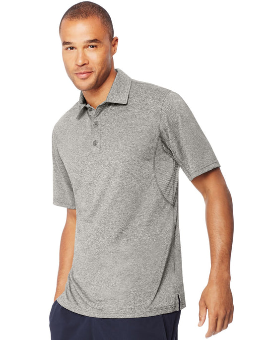 Hanes Mens Sport Heathered Performance Polo