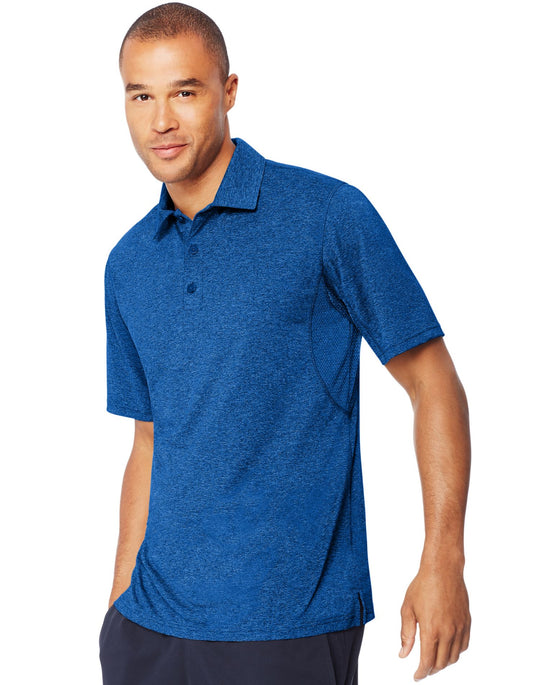 Hanes Mens Sport Heathered Performance Polo