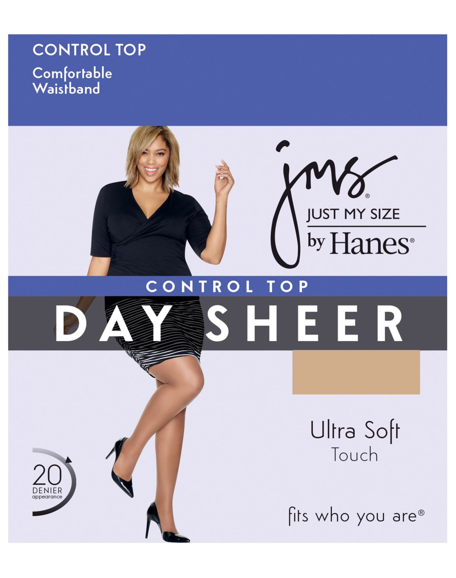 Q85208 - Just My Size Womens Control Top, Reinforced Toe Pantyhose