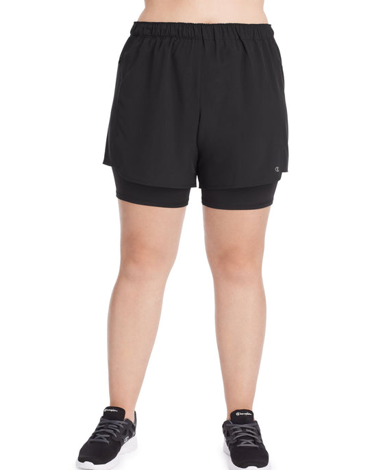 Champion Womens Plus Stretch Woven 2 In 1 Shorts