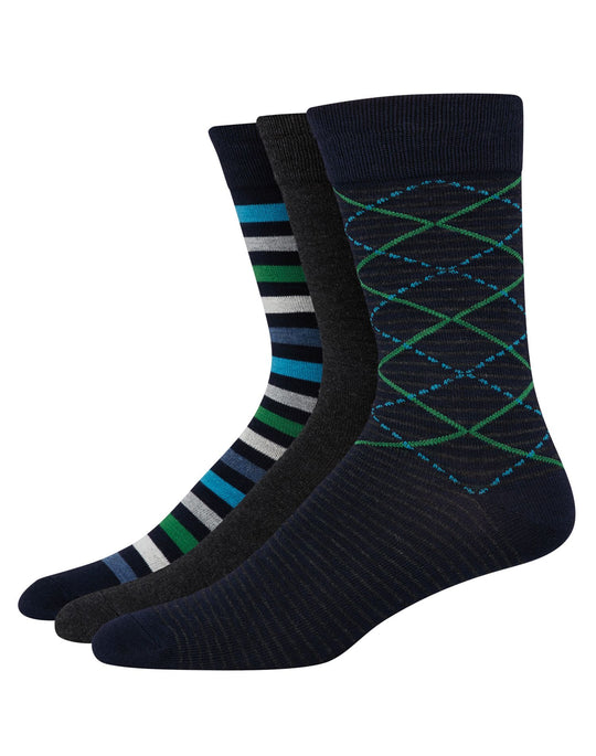Hanes Mens Ultimate FreshIQ 3-Pack Assorted Dress Socks