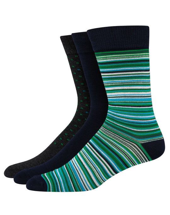 Hanes Mens Ultimate FreshIQ 3-Pack Assorted Dress Socks