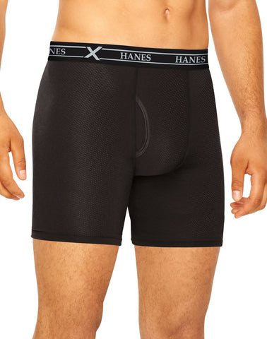 Hanes Men`s Ultimate FreshIQ X-Temp Air 3-Pack Black/Grey Assorted Long Leg Boxer Briefs