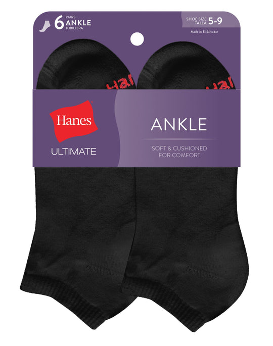 Hanes Women`s Ultimate 6-Pack Ankle Socks