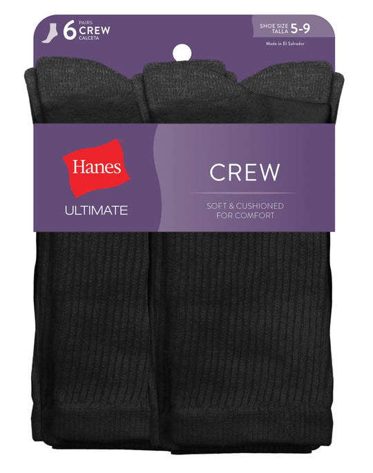 Hanes Women`s Ultimate 6-Pack Crew Socks